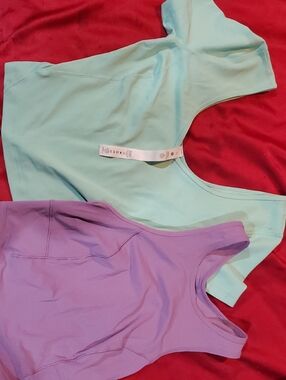 Lululemon Mint Green Crop Top And Purple Tank Top
